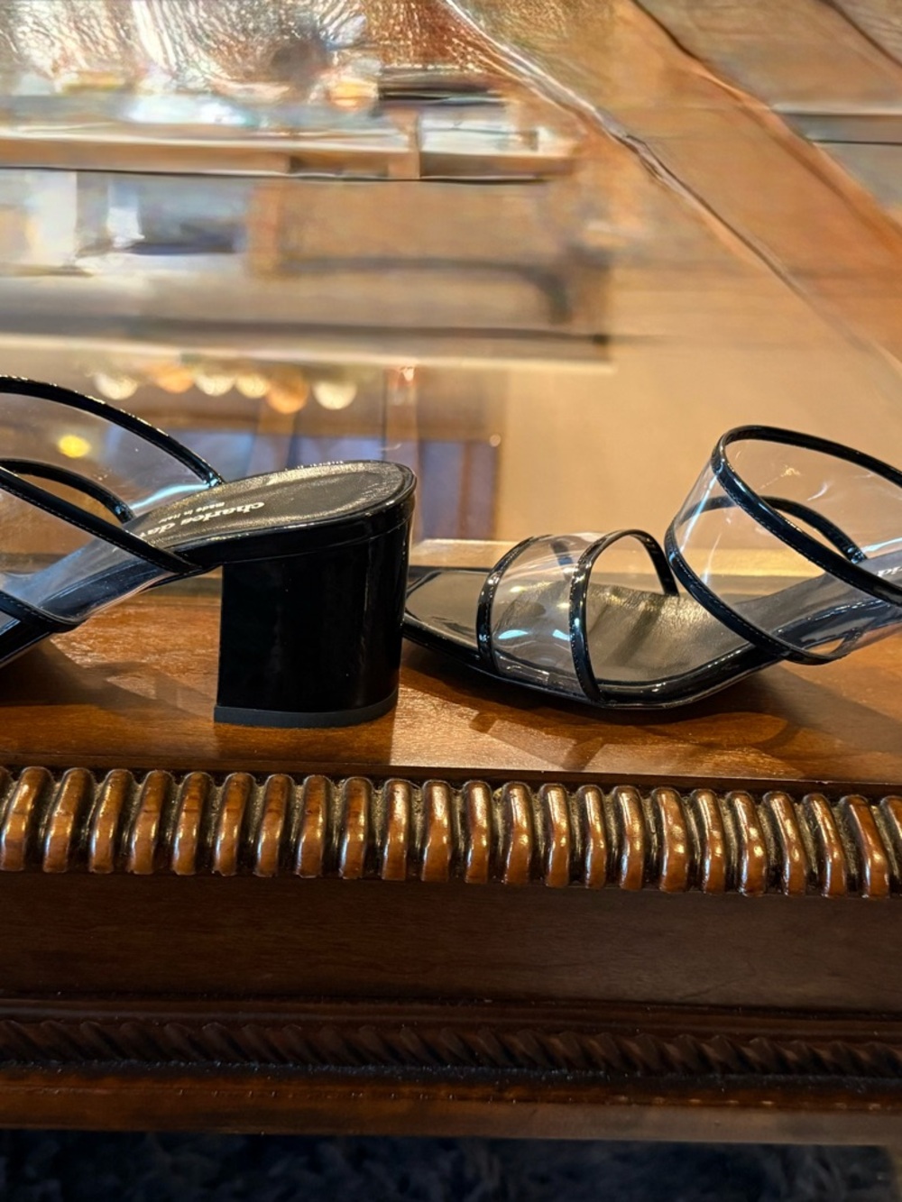 Charles David Clear Strap Heels | Black Patent | Size 39 (8.5) - Picture 5 of 6